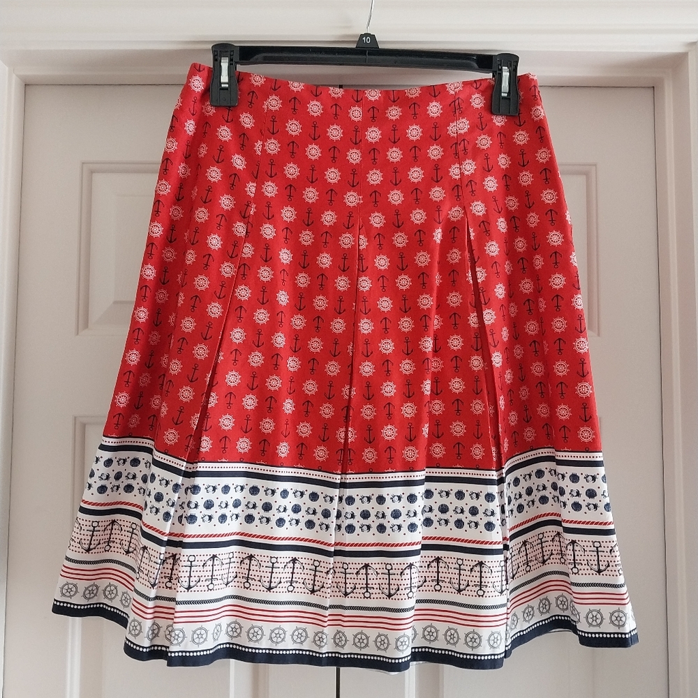 Pleated Nautical print skirt